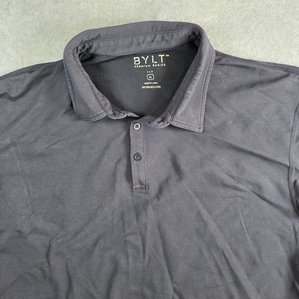 BYLT Lux Polo Shirt Mens XL Black Short Sleeve Performance Athletic Fit